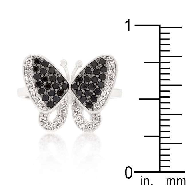 Black and White Cubic Zirconia Butterfly Ring