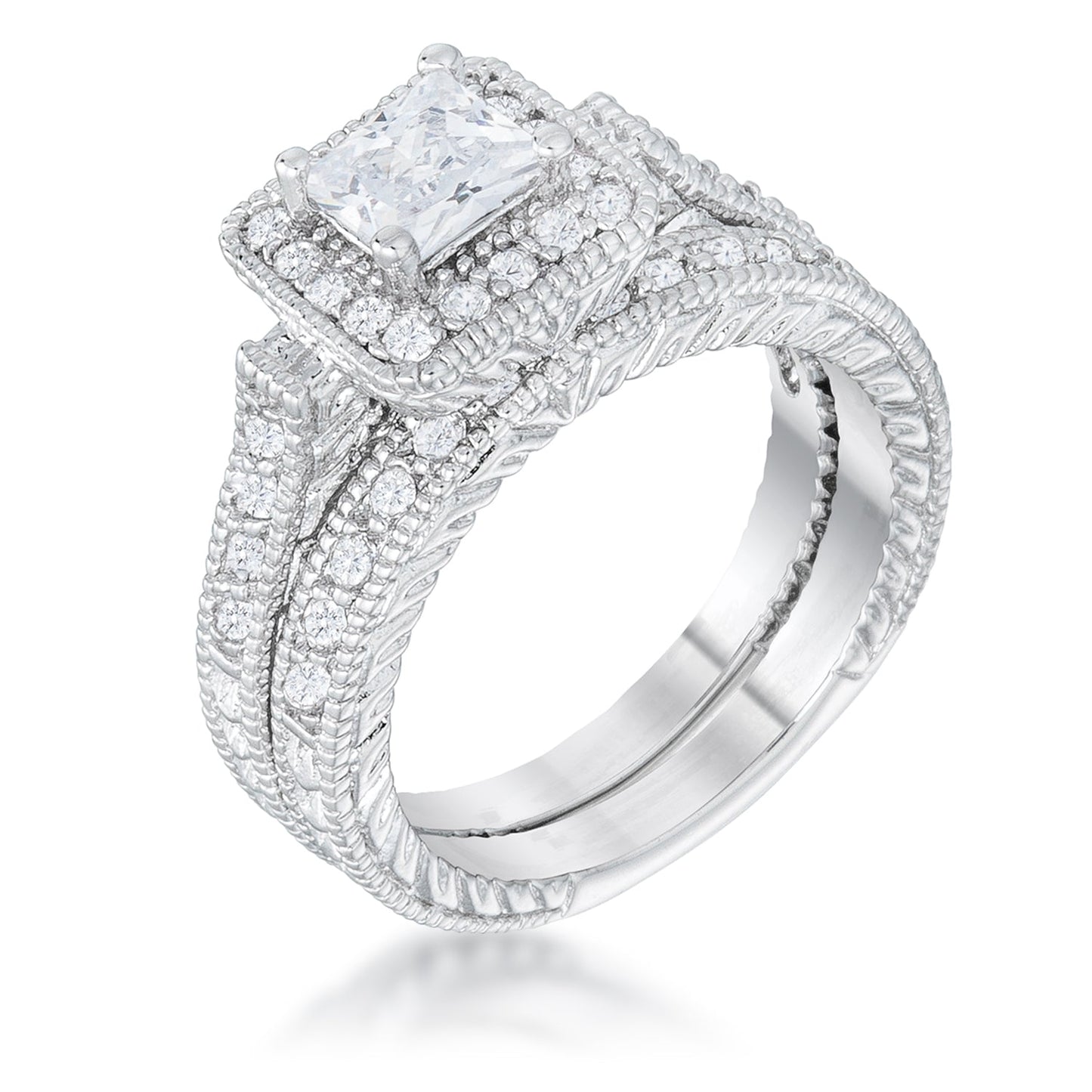 Art Deco Princess Cut Bridal Set