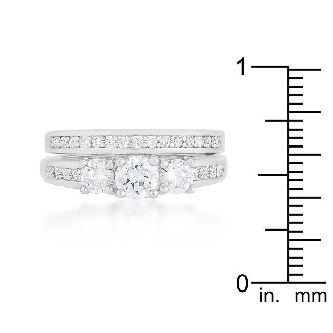 Three Stone Wedding Ring Set