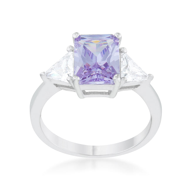 Classic Lavender White Gold Rhodium Engagement Ring