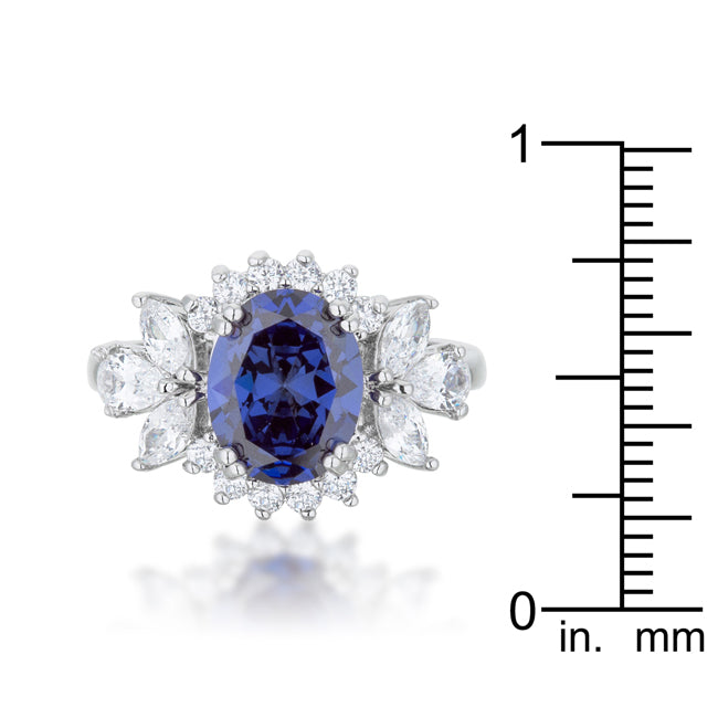 Krizia 4.2ct Tanzanite CZ Rhodium Classic Ring