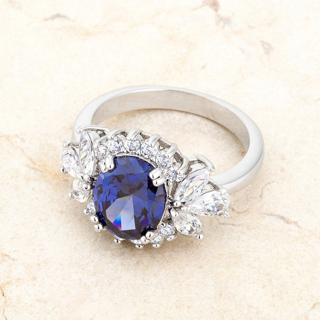 Krizia 4.2ct Tanzanite CZ Rhodium Classic Ring