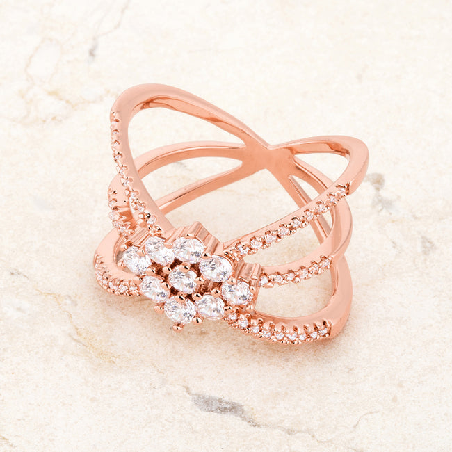 Mindy 0.8ct CZ Rose Gold Delicate Triple Wrap Ring