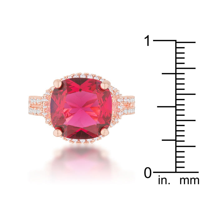 Charlene 6.2ct Ruby CZ Rose Gold Classic Statement Ring