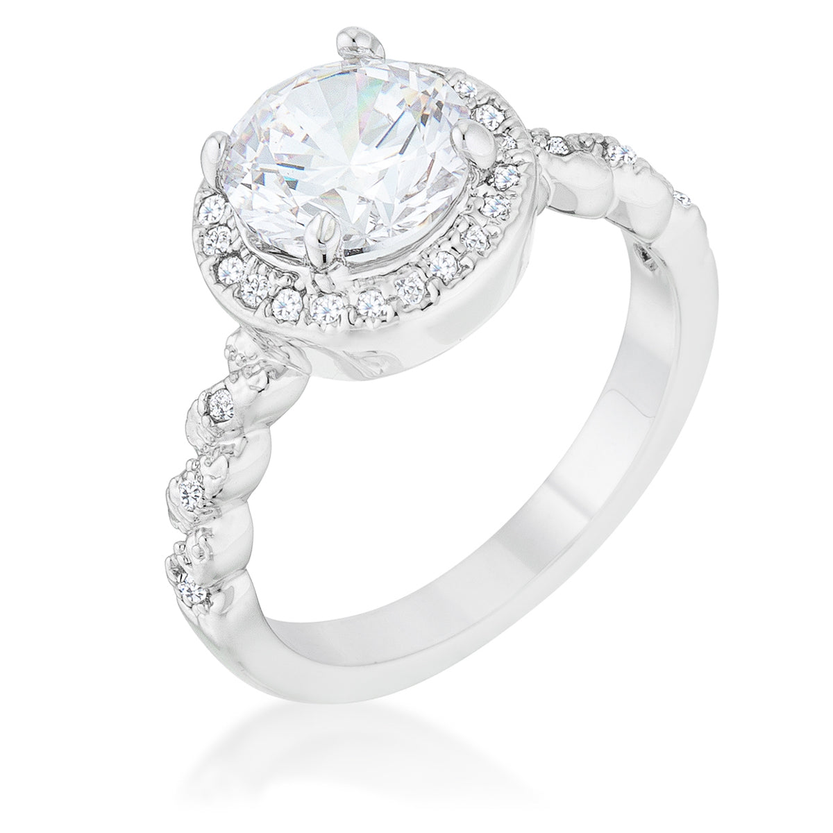 Jordana 2.2ct Clear CZ Rhodium Classic Ring