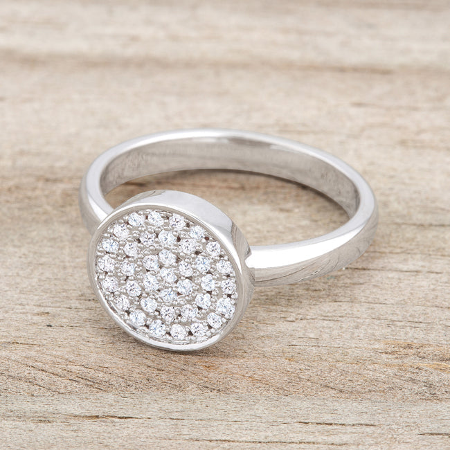 Krystal 0.2ct CZ Rhodium Pave Circle Ring