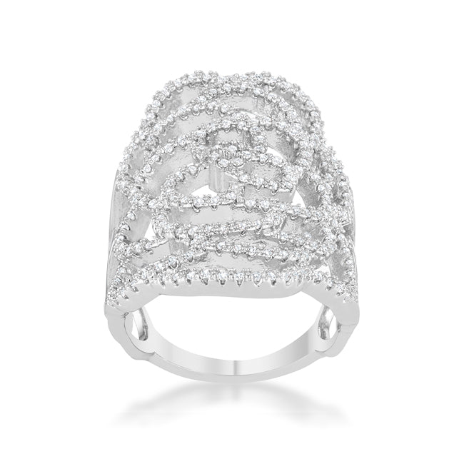 Rosa 1.25ct CZ Rhodium Filigree Cocktail Ring