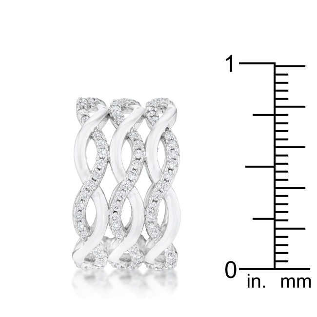 Contemporary 0.88ct CZ Rhodium Twist Wide Cocktail Ring