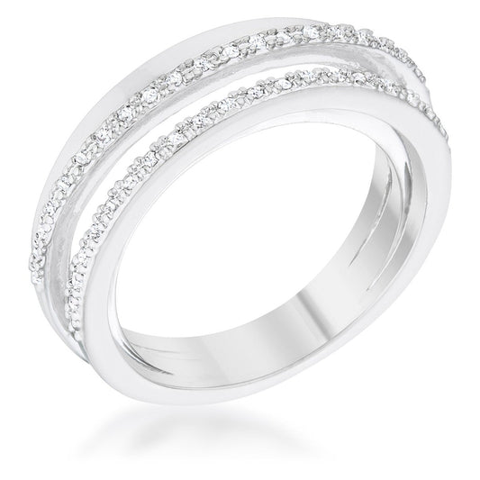 Lynn 0.25ct CZ Rhodium Twisted Trio Band Ring