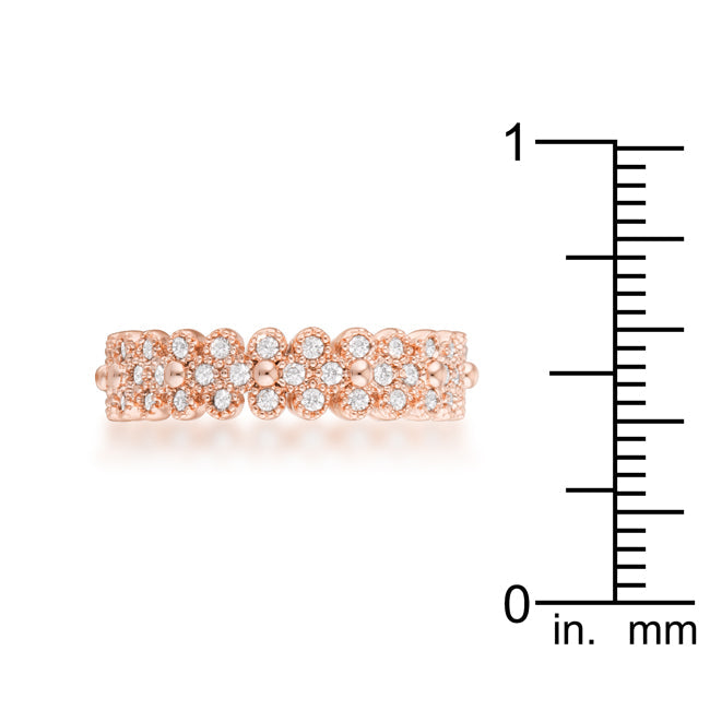 Clara 1ct CZ Rose Gold Textured Bezel Set Eternity Ring