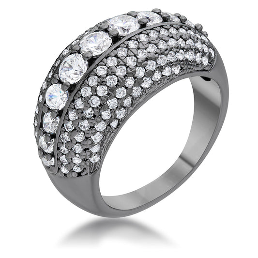 Krista 1.5ct CZ Hematite Contemporary Cocktail Ring