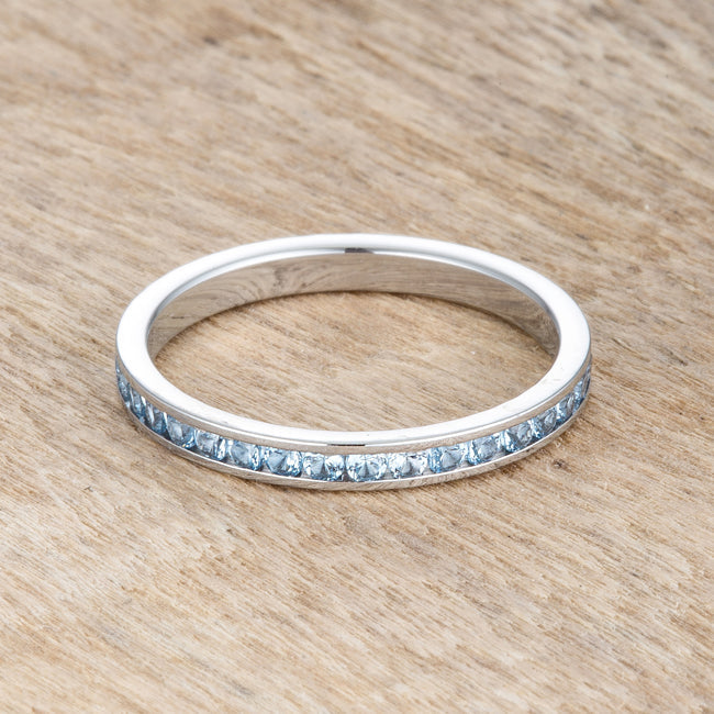 Teresa 0.5ct Blue Topaz CZ Stainless Steel Eternity Band