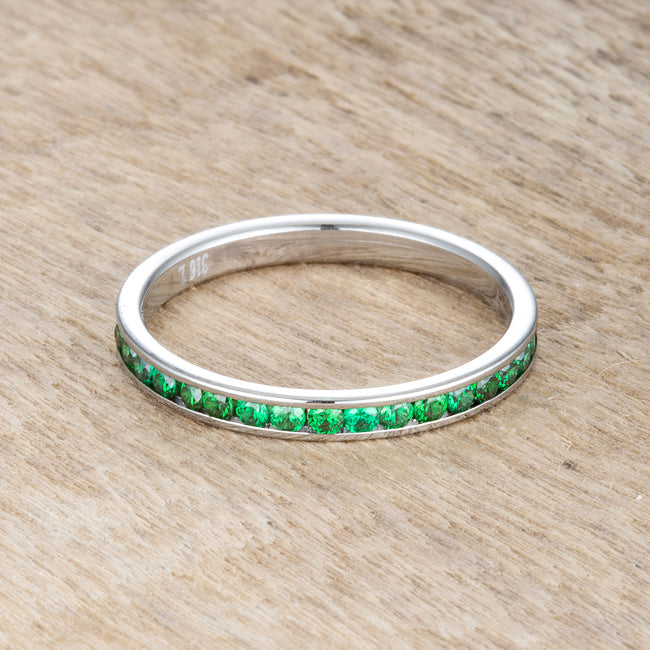 Teresa 0.5ct Emerald CZ Stainless Steel Eternity Band