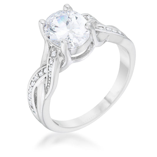 Justine 2ct CZ Rhodium Classic Oval Ring