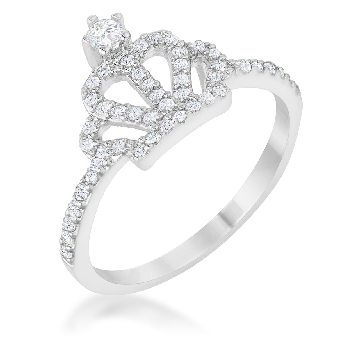 Elina 0.36ct CZ Rhodium Simple Crown Ring