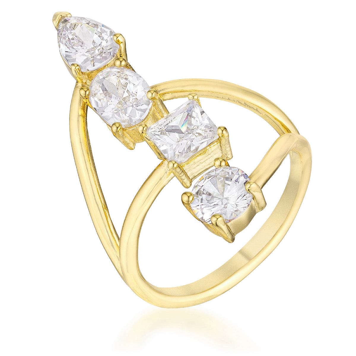 3CT Stunning CZ Goldtone Ring