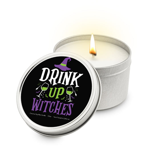 Drink Up Witches 5.5 oz Soy Blend Travel Candle Tin