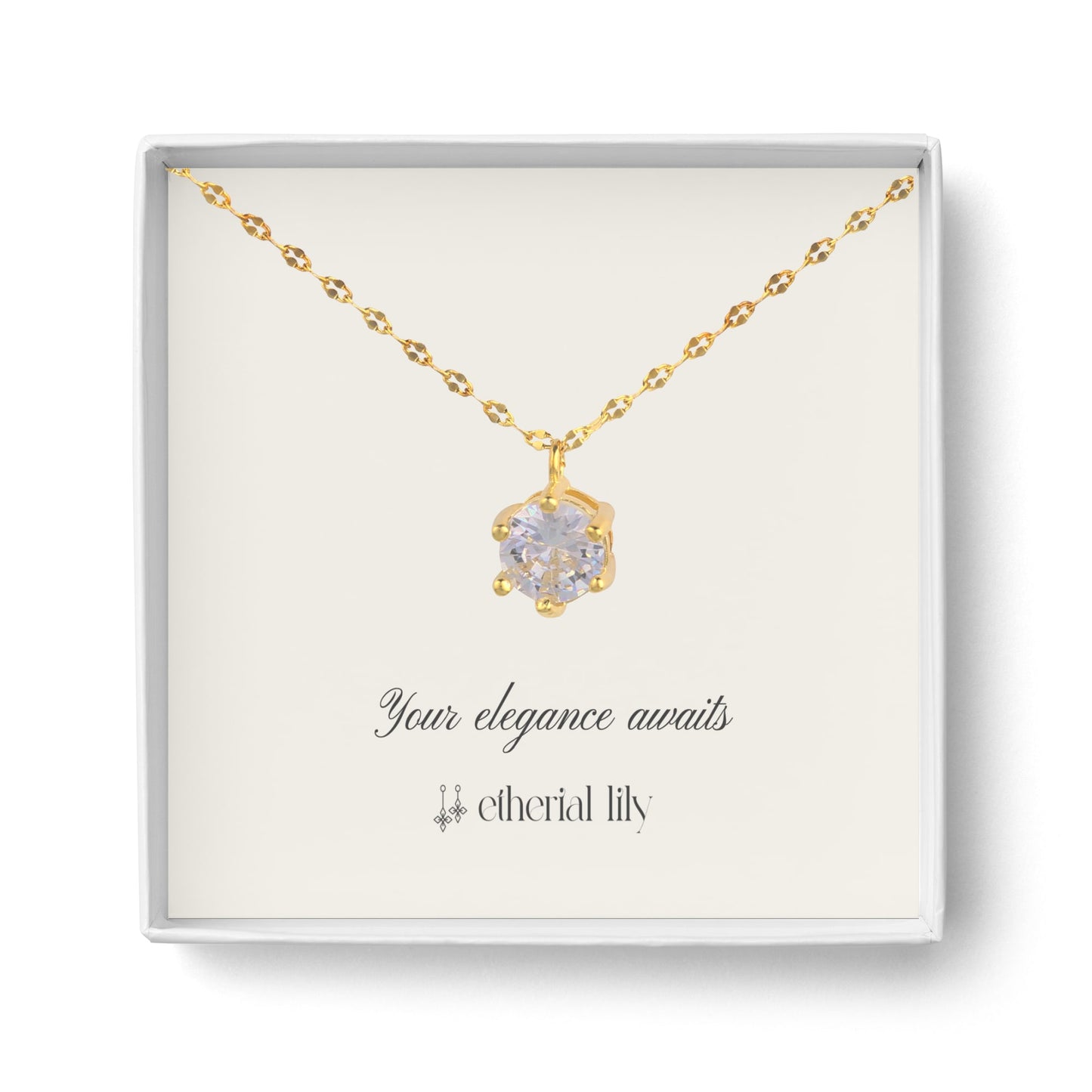 14K Gold Plated Solitaire Necklace