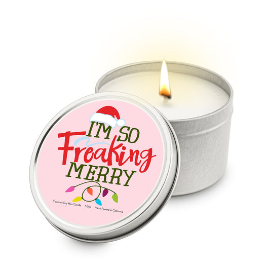 Im So Freakin Merry 5.5 oz Soy Blend Travel Candle Tin