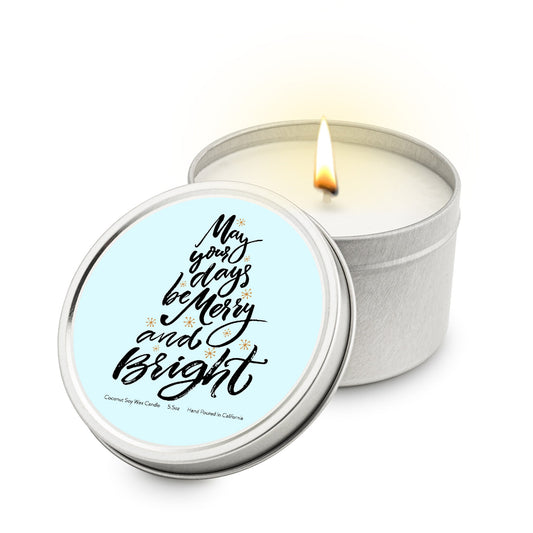 May Your Days be Merry and Bright 5.5 oz Soy Blend Travel Candle Tin