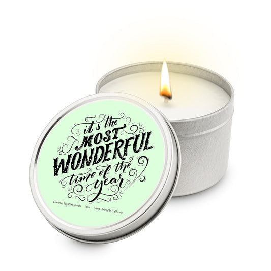 Its the Most Wonderful Time of Year 5.5 oz Soy Blend Travel Candle Tin